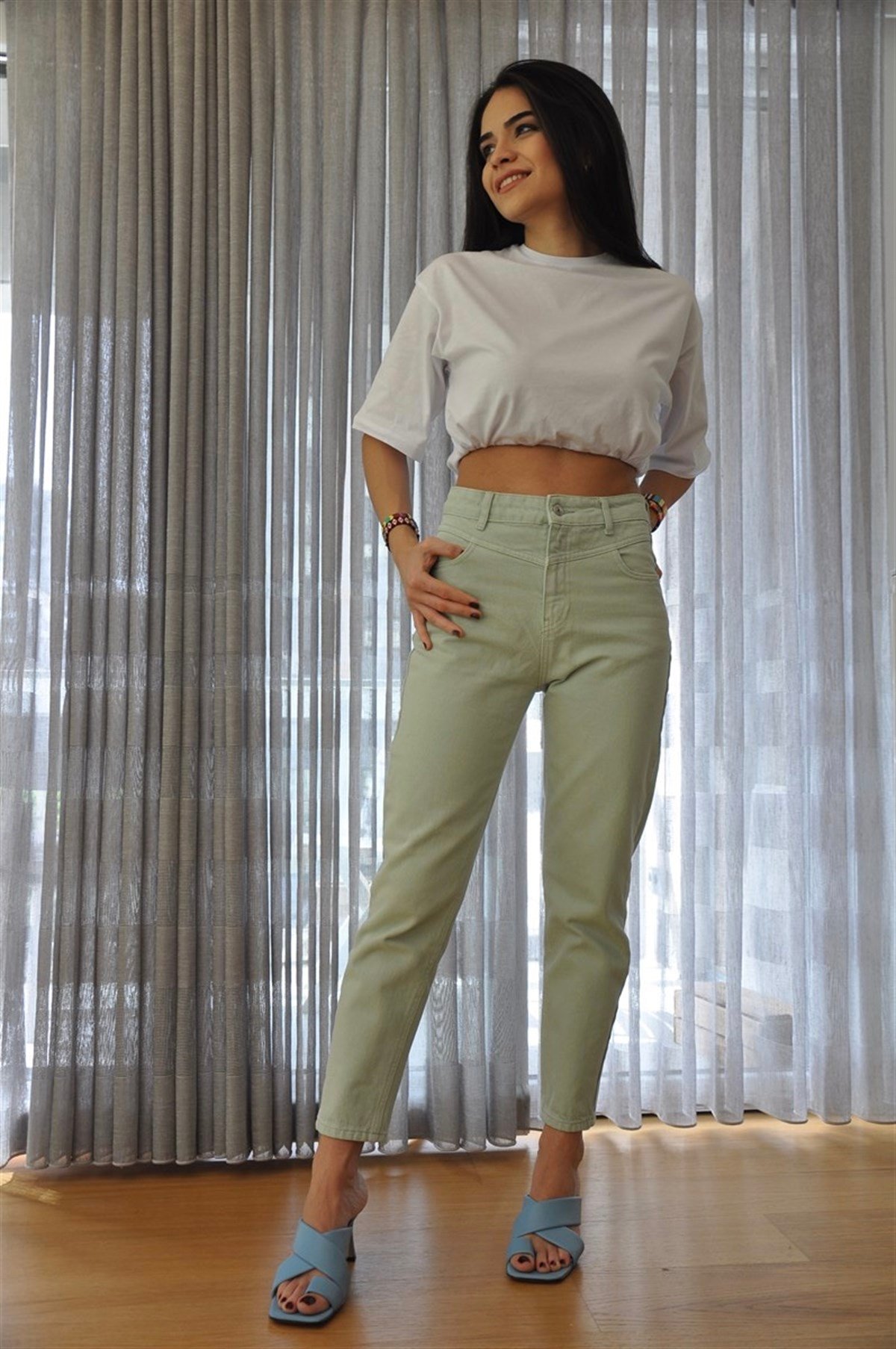 Mint Parça Dikişli Kot