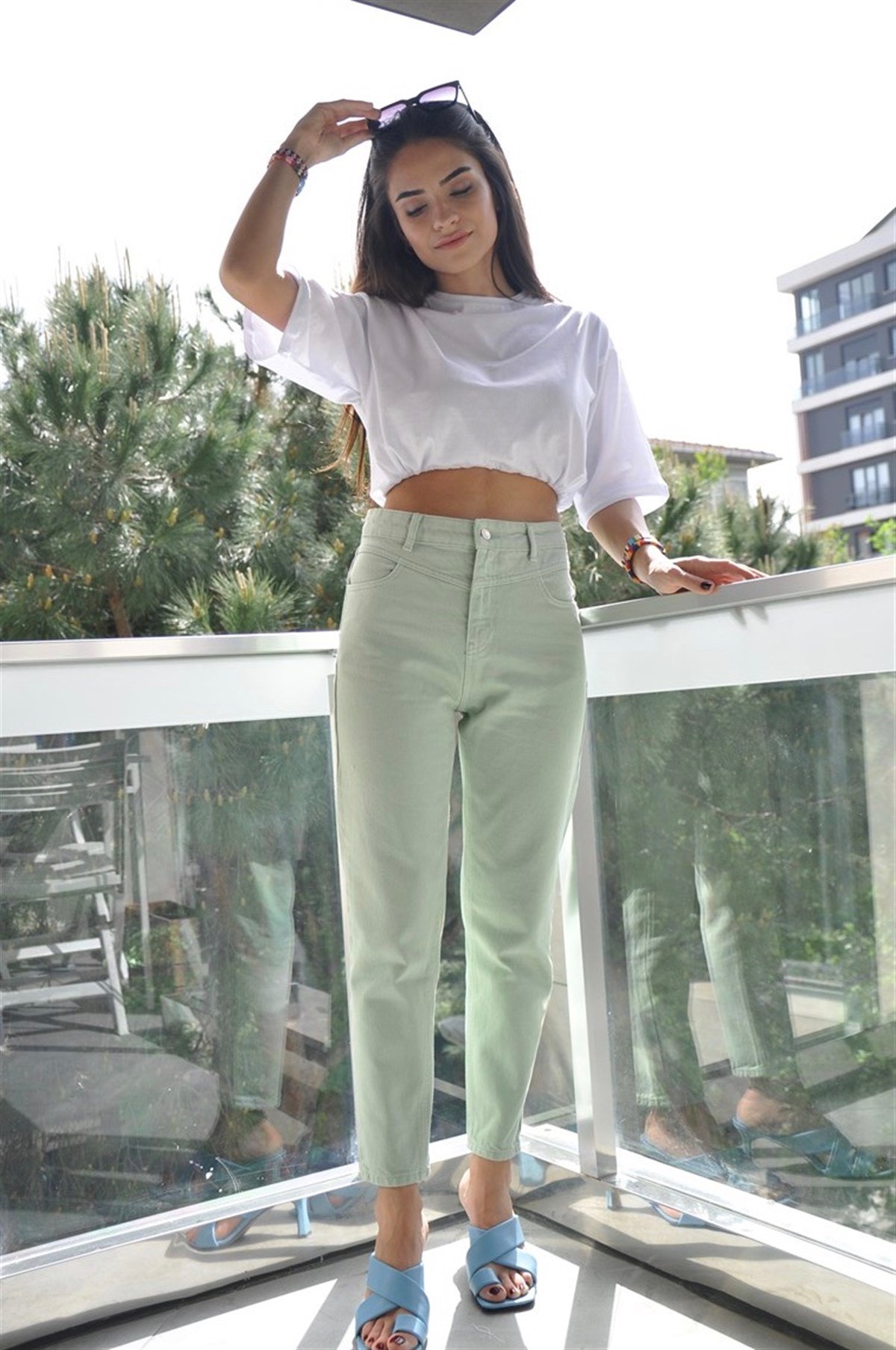 Mint Parça Dikişli Kot