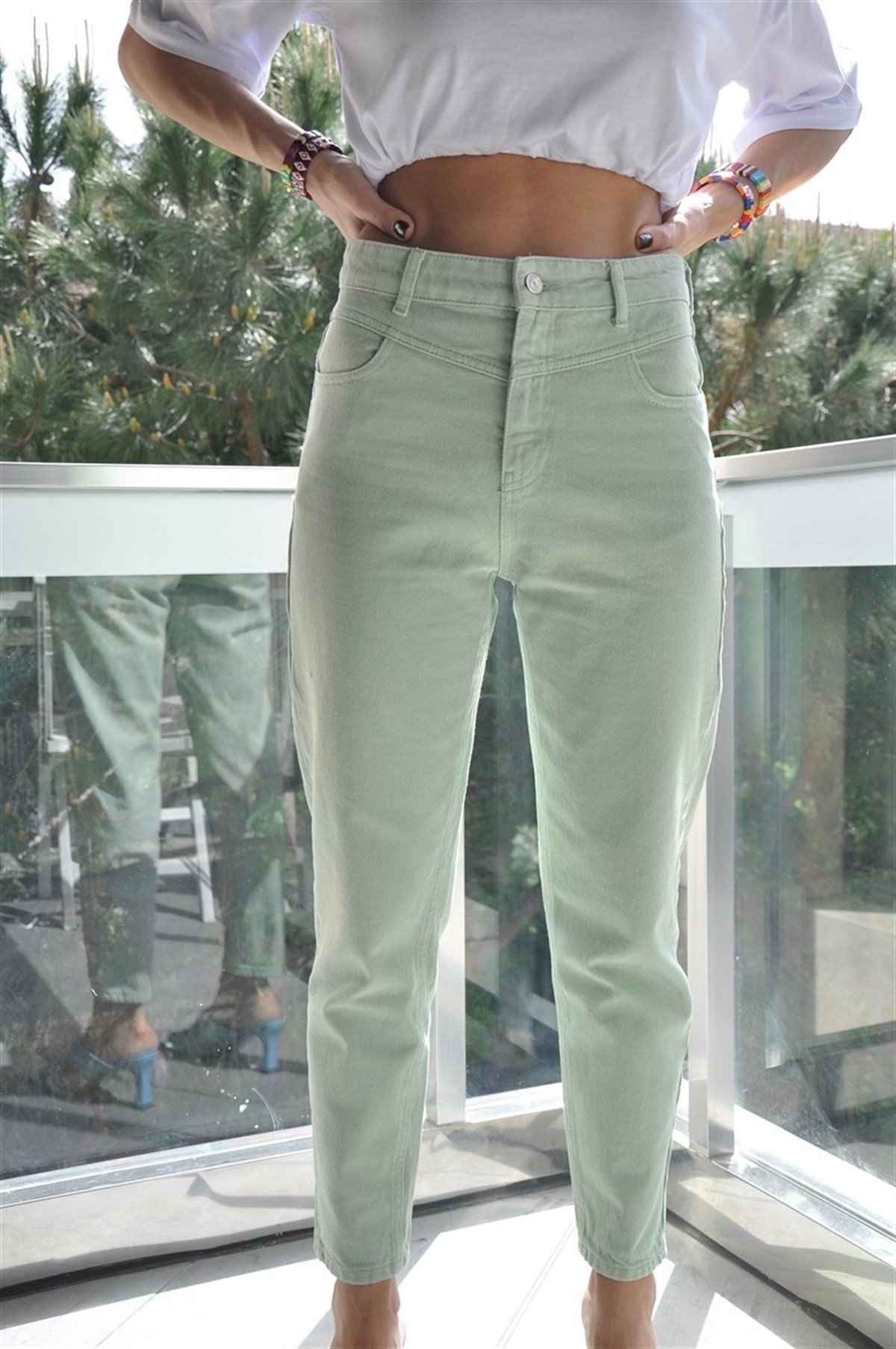 Mint Parça Dikişli Kot