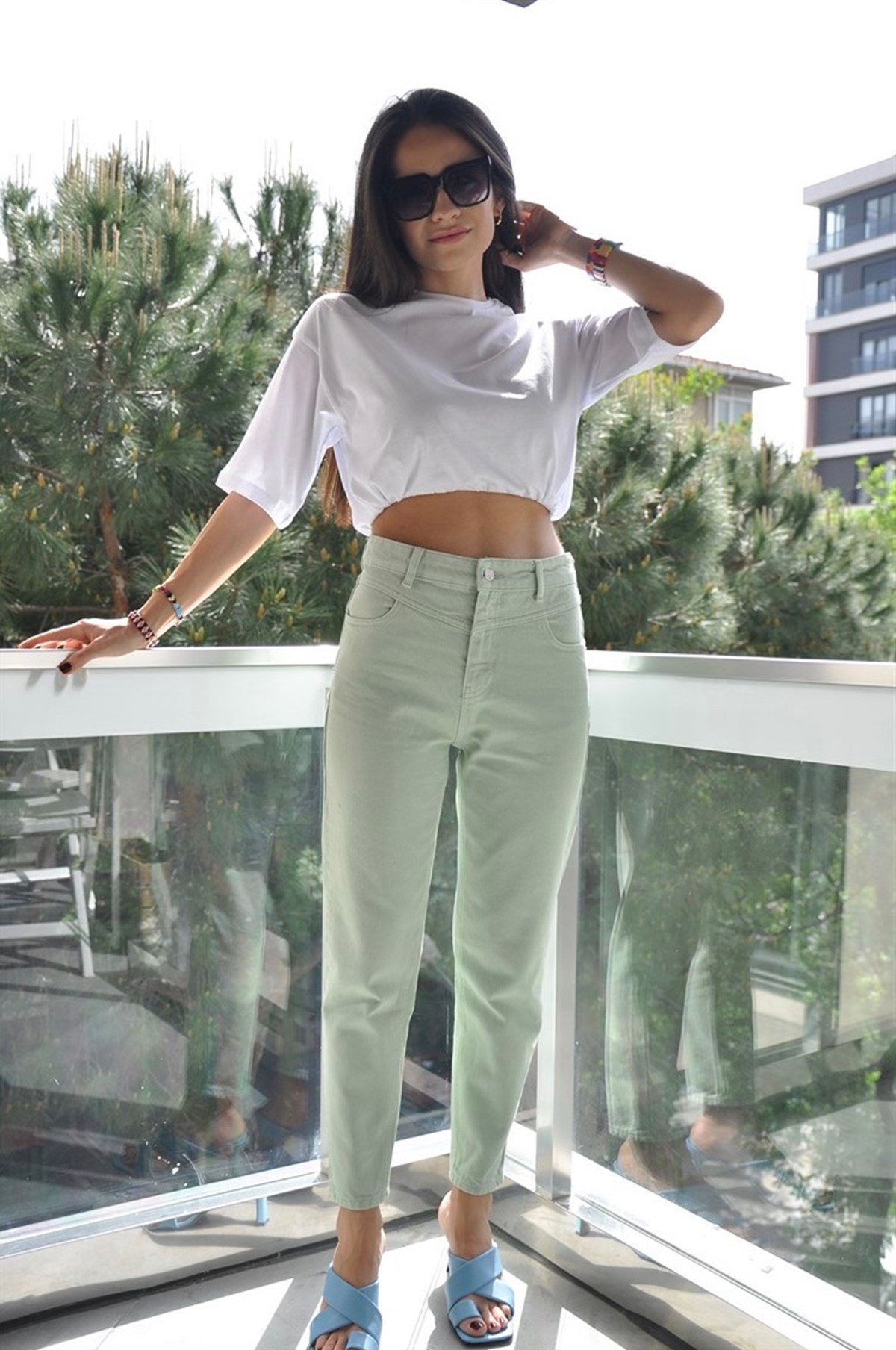 Mint Parça Dikişli Kot