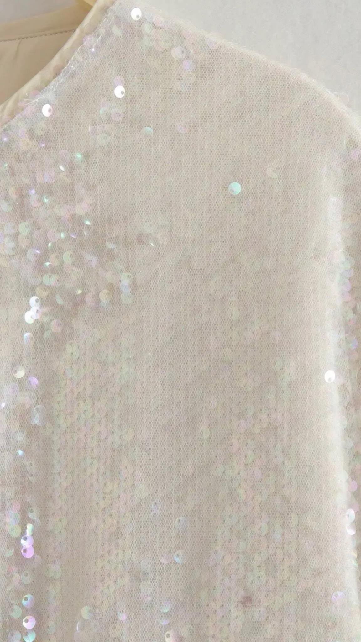 Payetli Bomber Ceket (Bej)