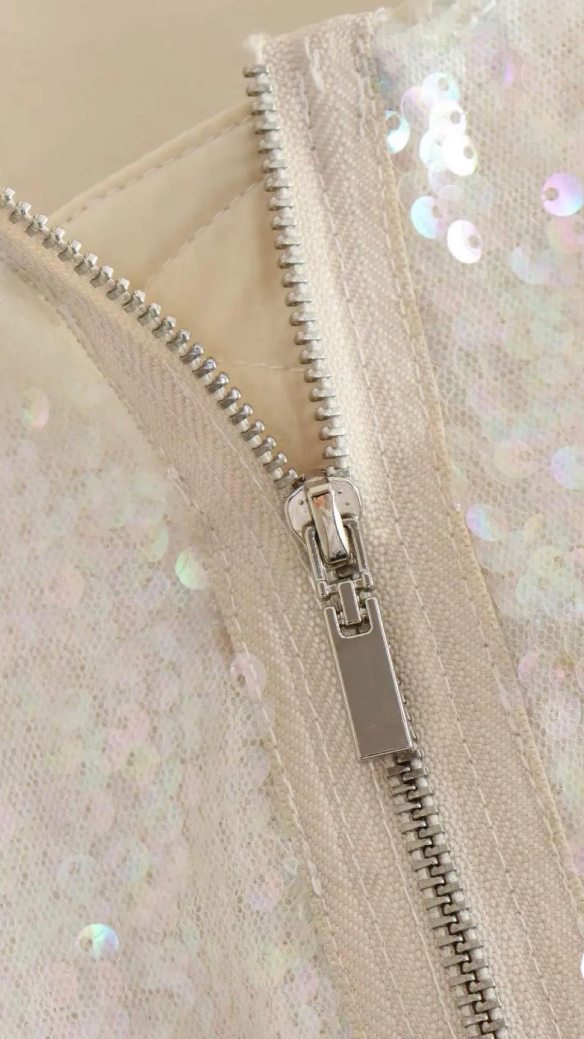 Payetli Bomber Ceket (Bej)