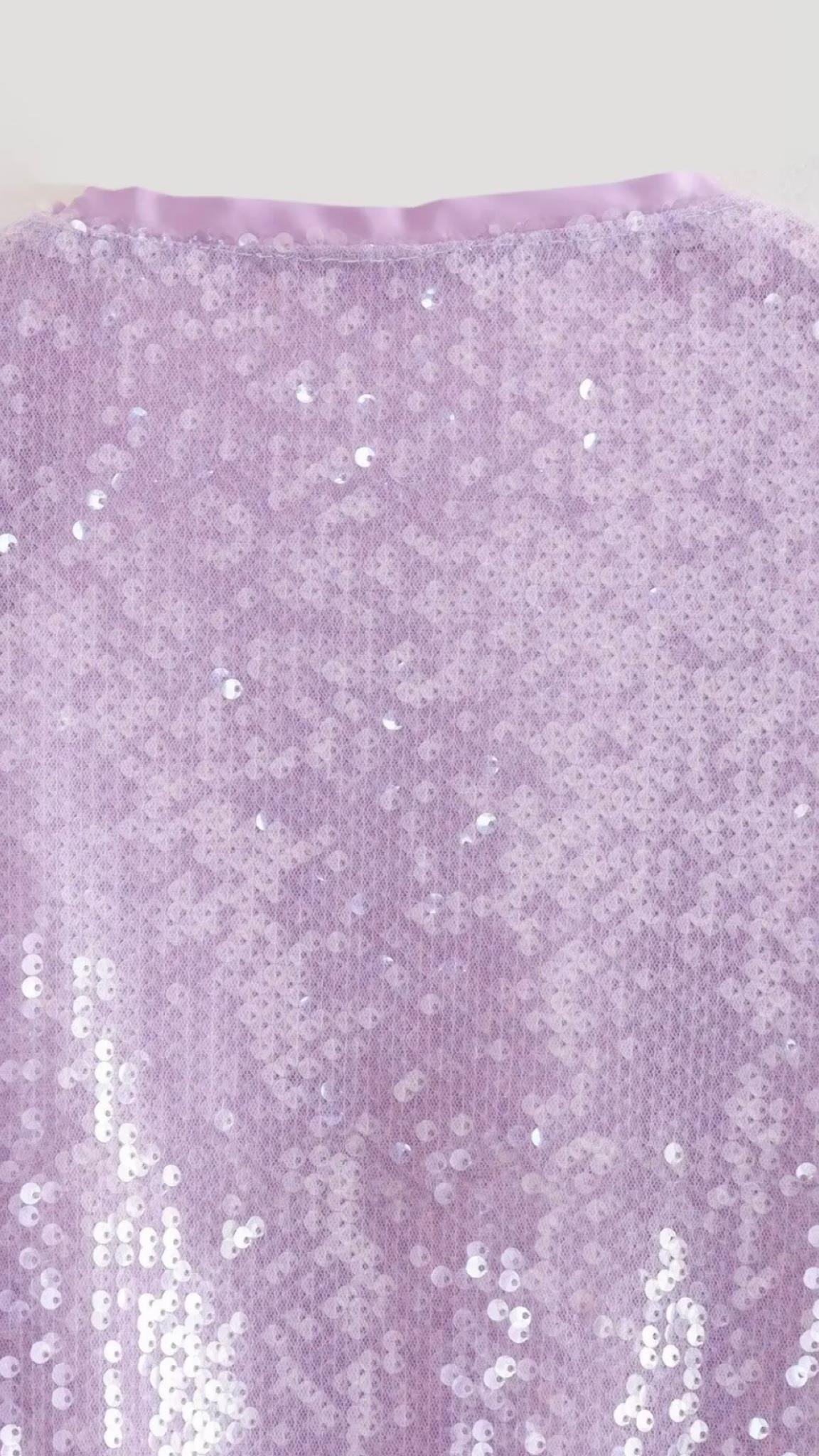 Payetli Bomber Ceket (Lila)