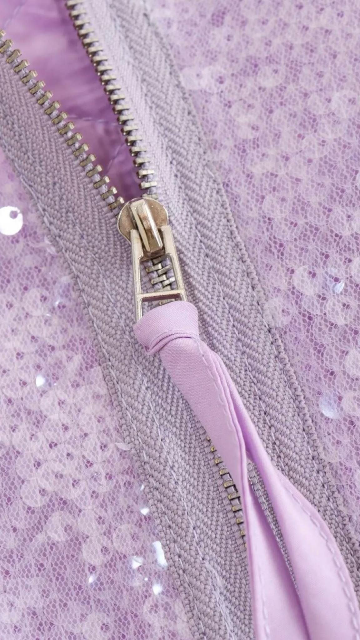 Payetli Bomber Ceket (Lila)