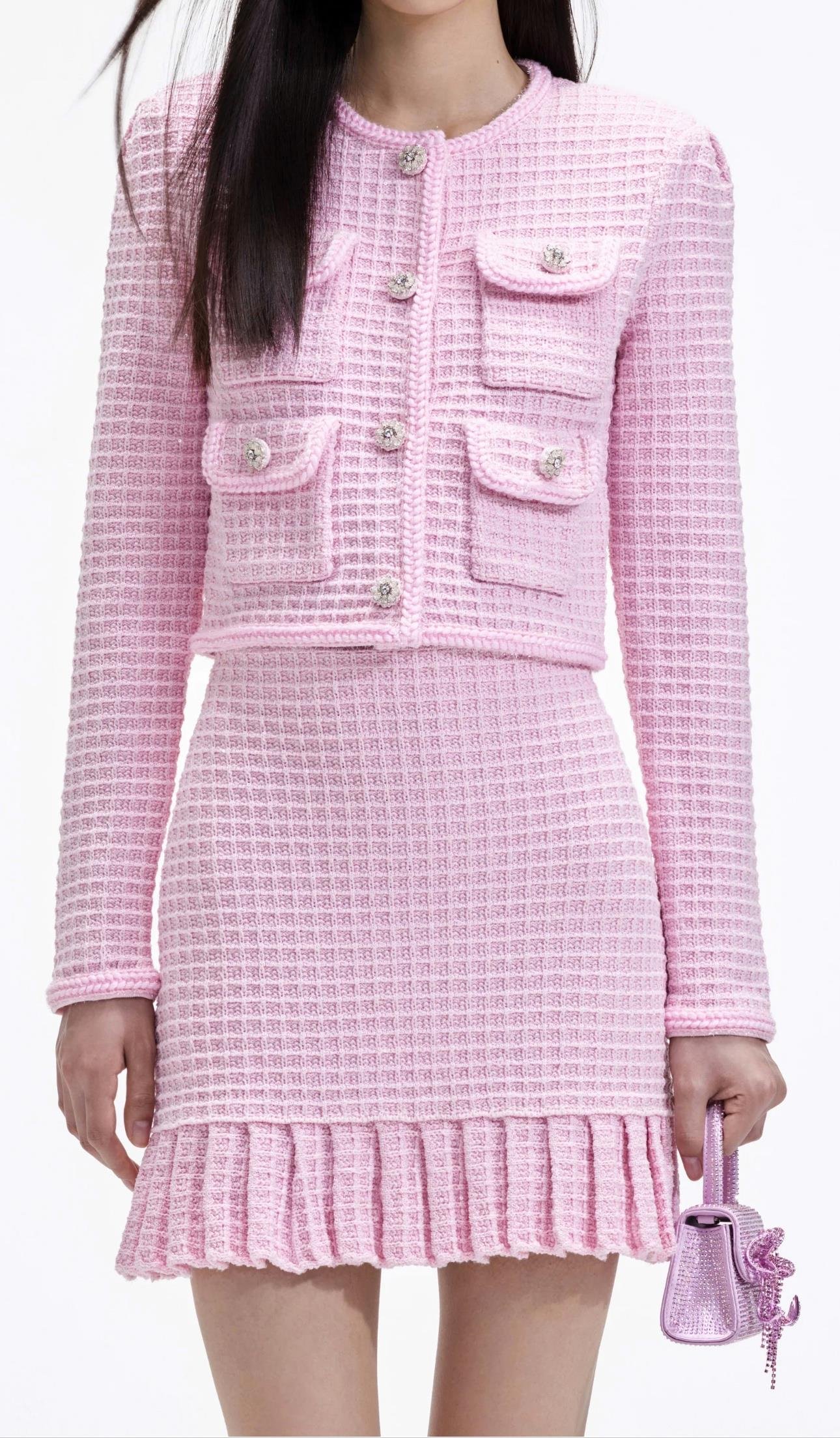 Pembe Tasarım Triko Etek