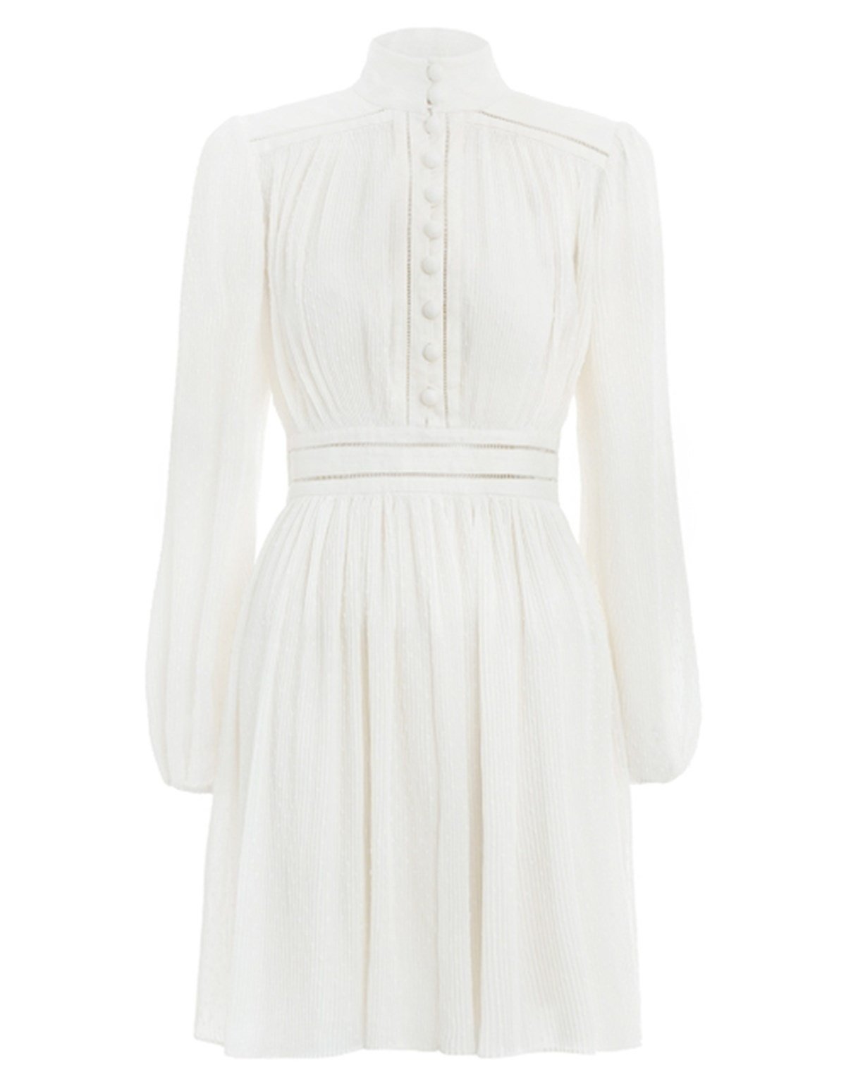 Pliseli Tasarım Mini Elbise (Beyaz)