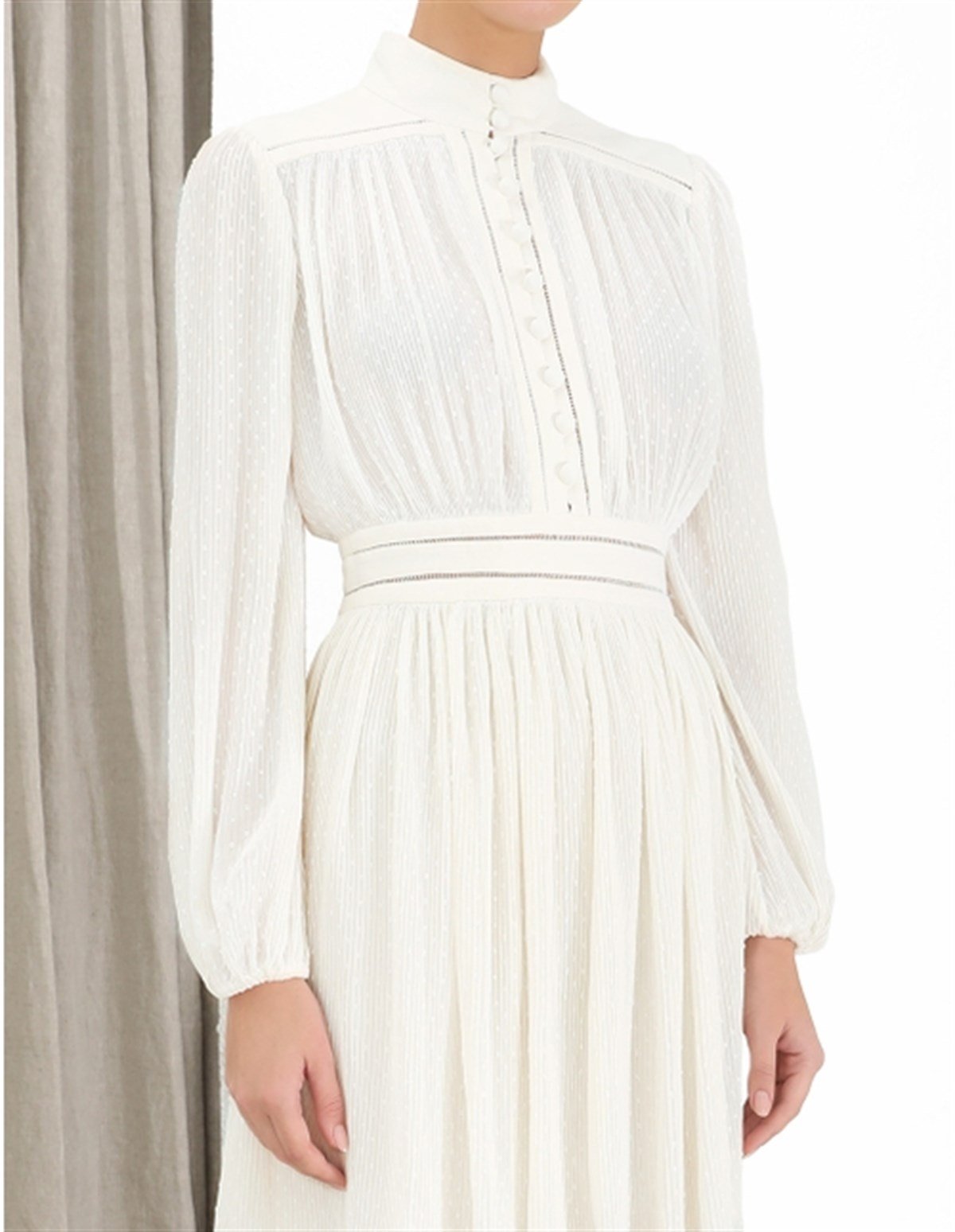 Pliseli Tasarım Mini Elbise (Beyaz)