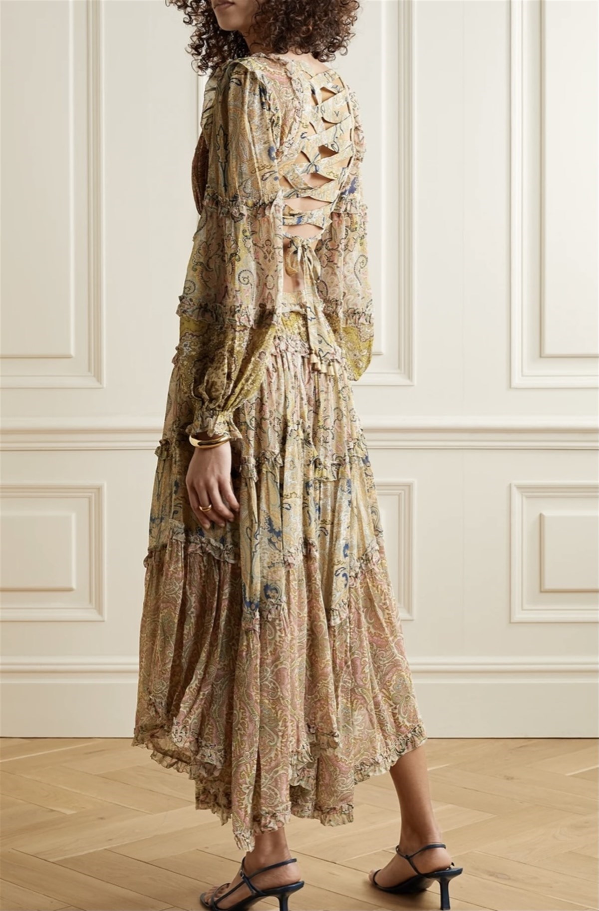 Sırtı Kurdeleli Patchwork Tasarım Elbise