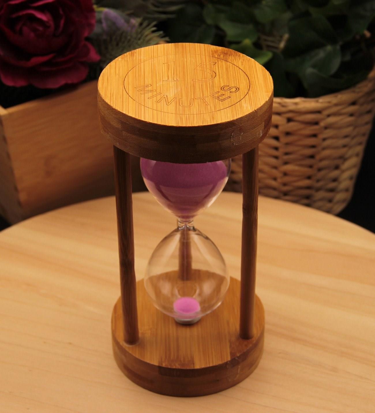 Ahşap Bambu Kum Saati 15 DAKİKA - PEMBE