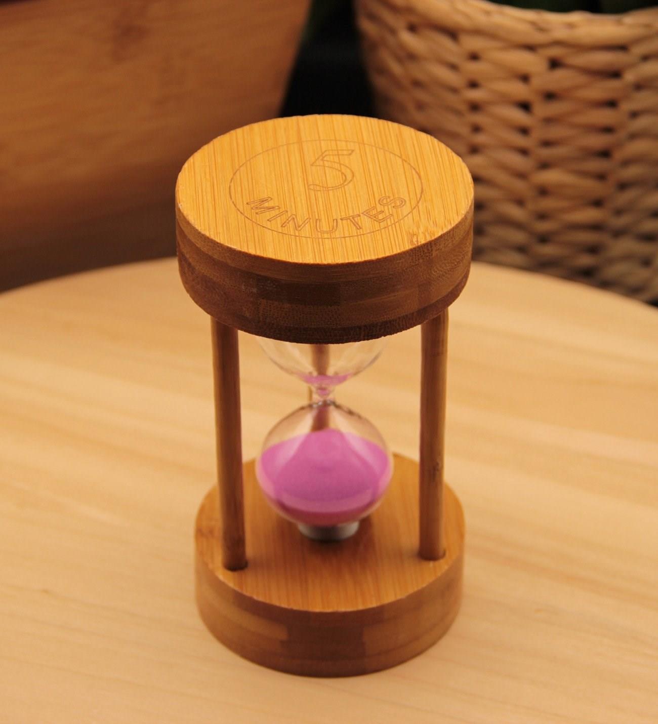 Ahşap Bambu Kum Saati 5 DAKİKA - PEMBE