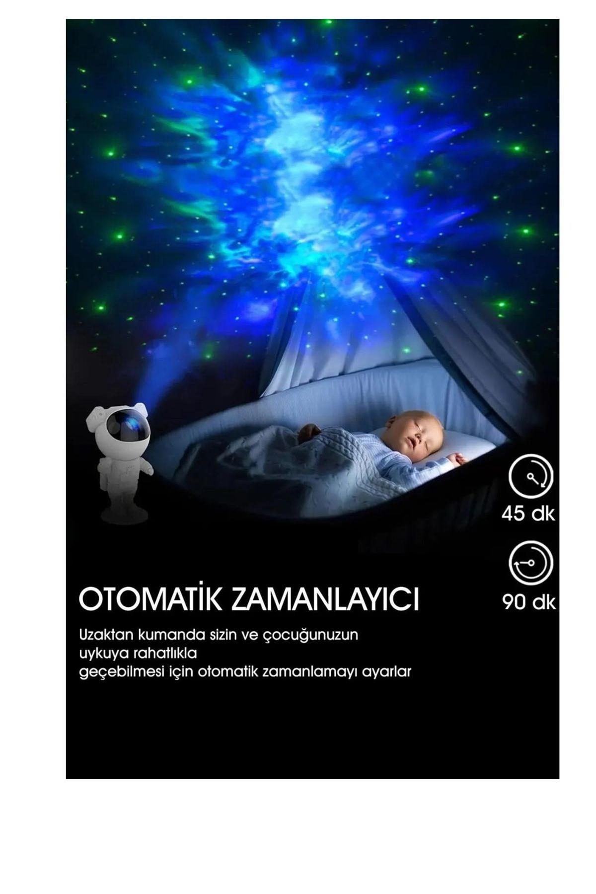 Astronot Projektör Gece Masa Lambası Galaxy Gökyüzü Star Projeksiyon Kumandalı Samanyolu Aydınlatma