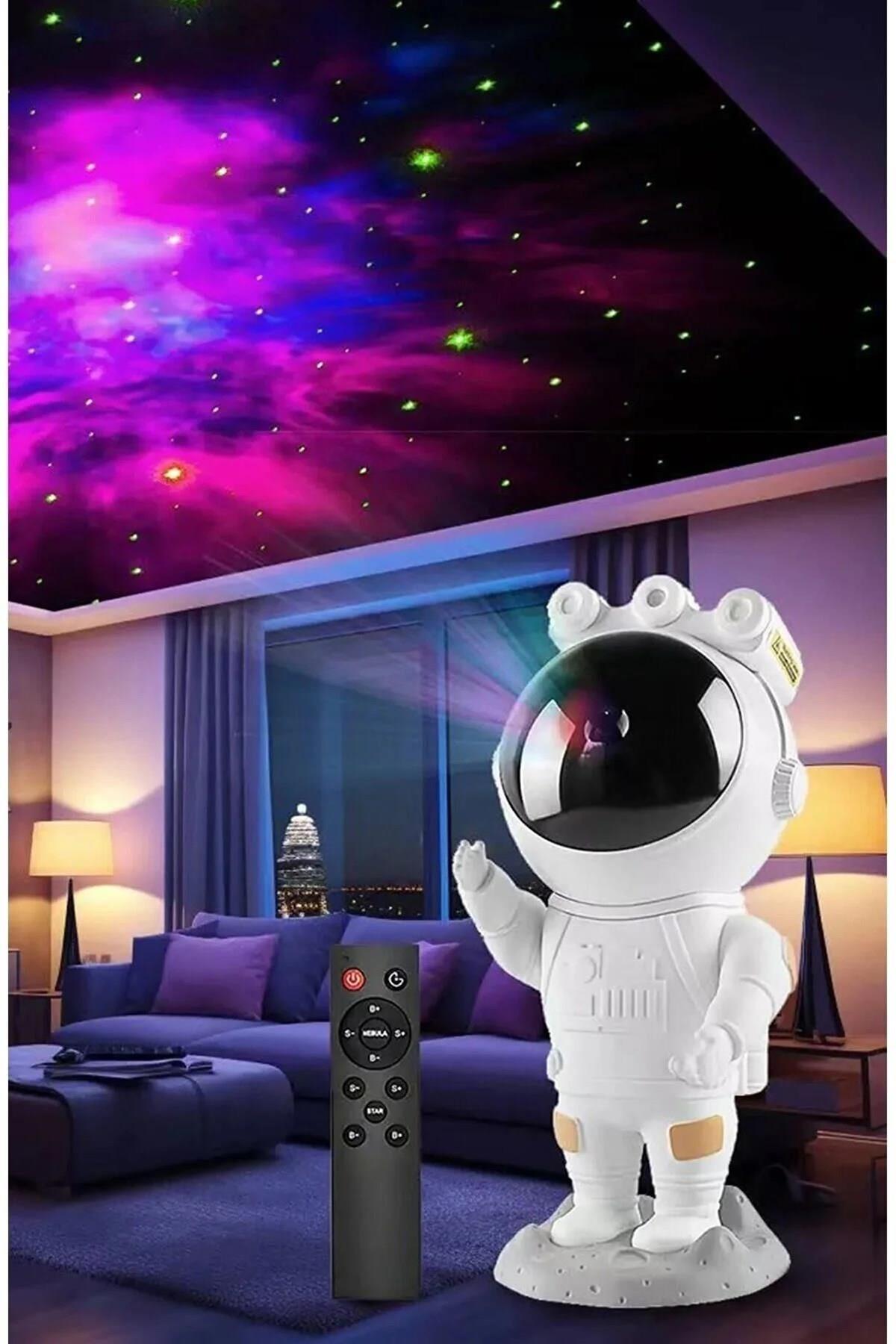 Astronot Projektör Gece Masa Lambası Galaxy Gökyüzü Star Projeksiyon Kumandalı Samanyolu Aydınlatma