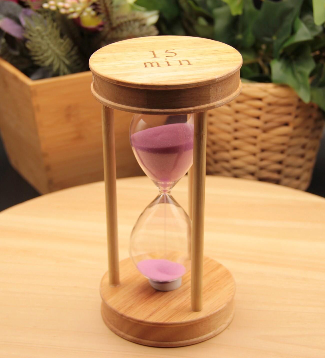 Bambu Ahşap Cam Kum Saati 15 Dakika