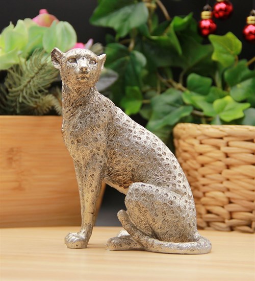 Dekoratif Leopar Biblo Açık Gümüş