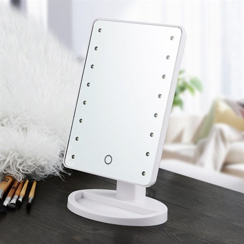 Dokunmatik Led Işıklı Usb'li ve Pilli Büyük Boy Makyaj Aynası Beyaz
