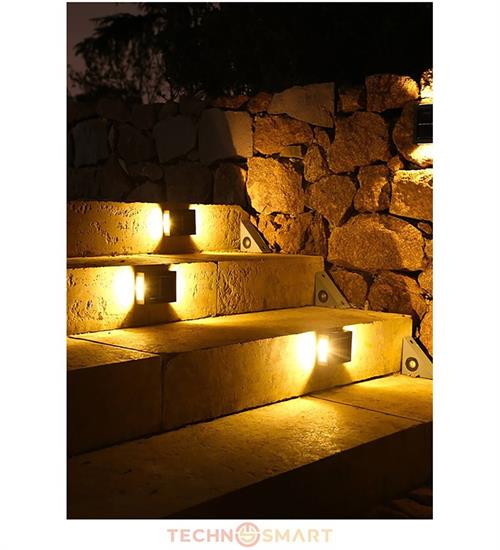 GÜNEŞ ENERJİLİ SOLAR  4 LEDLİ ÇİFT TARAFLI DUVAR LAMBASI AYDINLATMA DEKORASYON APLİK IŞIK