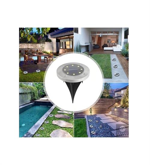 GÜNEŞ ENERJİSİ SOLAR 8 LEDLİ KAZIKLI ÇİM ZEMİN BAHÇE AYDINLATMA ( 4 LÜ SET )