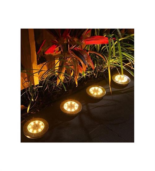 GÜNEŞ ENERJİSİ SOLAR 8 LEDLİ KAZIKLI ÇİM ZEMİN BAHÇE AYDINLATMA ( 4 LÜ SET )
