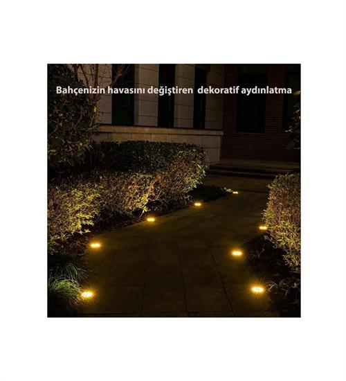 GÜNEŞ ENERJİSİ SOLAR 8 LEDLİ KAZIKLI ÇİM ZEMİN BAHÇE AYDINLATMA ( 4 LÜ SET )