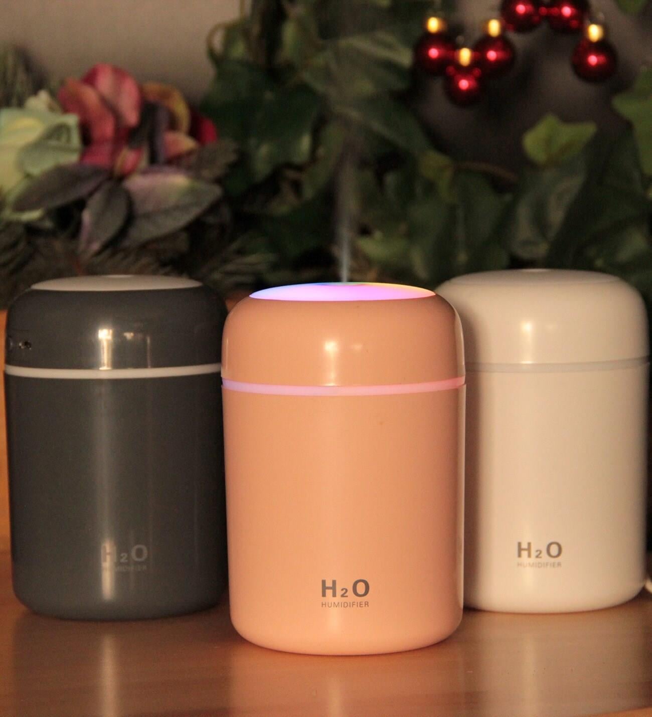 H 2 O USB'li ve Işıklı Ultrosonik Hava Nemlendirici Ve Buhar Makinesi - PEMBE