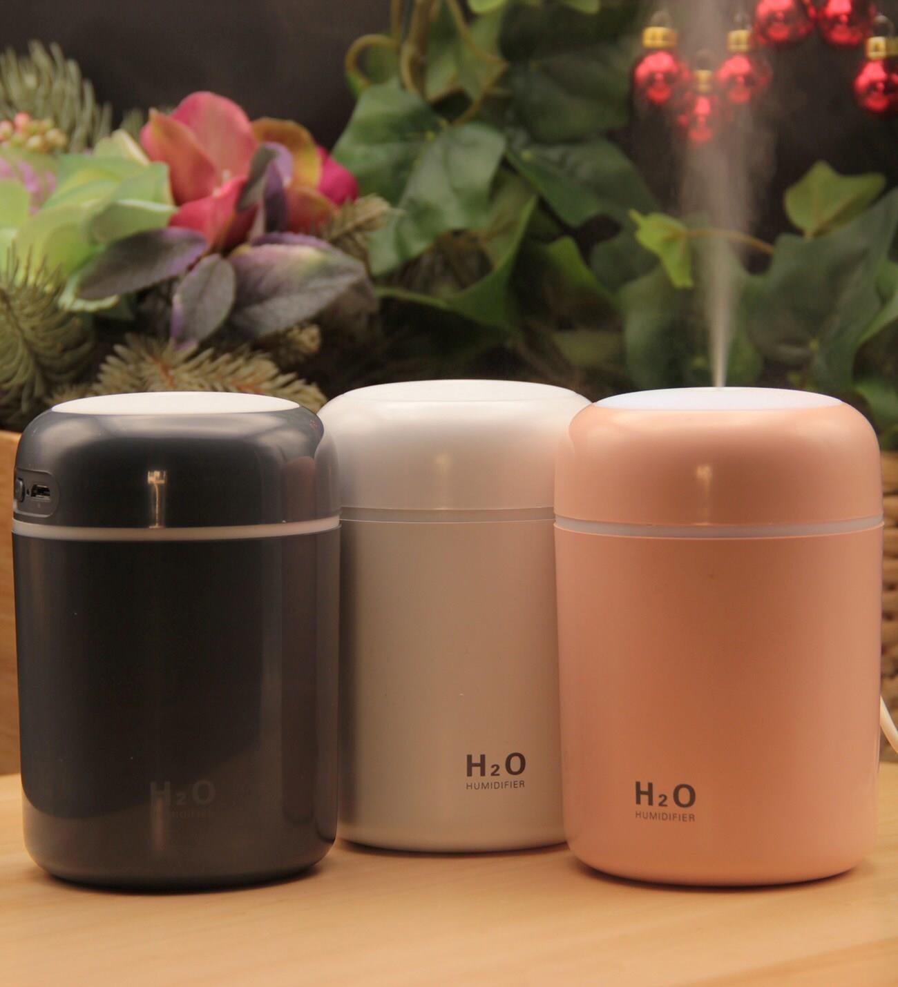 H 2 O USB'li ve Işıklı Ultrosonik Hava Nemlendirici Ve Buhar Makinesi - PEMBE