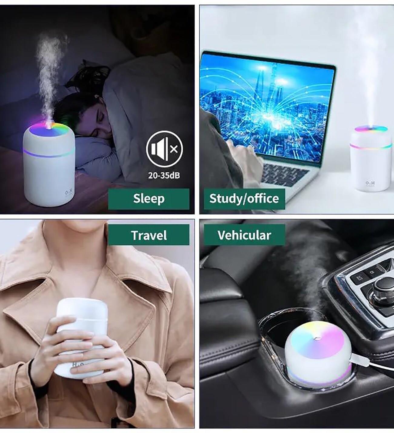 H 2 O USB'li ve Işıklı Ultrosonik Hava Nemlendirici Ve Buhar Makinesi -  GRİ