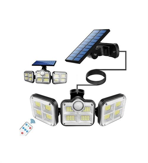 KUMANDALI SOLAR GÜNEŞ ENERJİLİ 122 LEDLİ HAREKET SENSÖRLÜ BAHÇE AYDINLATMA LAMBASI