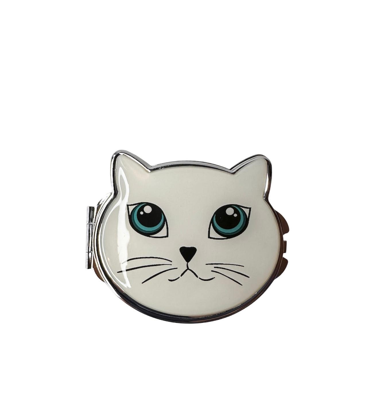 Mini Kedi Tasarımlı Kozmetik Cep Aynası Çanta Aynası Kapaklı El Makyaj Aynası 