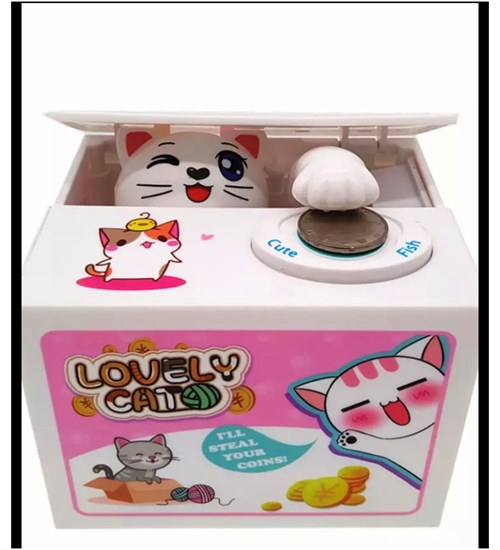 Para Lovely Cat Kumbara - Hırsız Kedi Kumbara Eğlenceli Pilli Kumbara