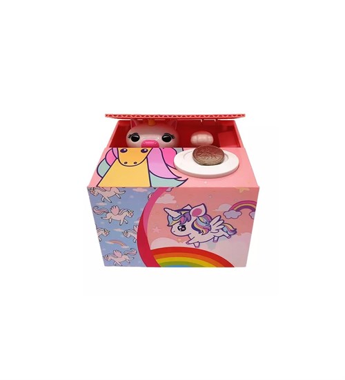 Para Yiyen Unicorn Kumbara - Hırsız UNİCORN Kumbara Eğlenceli Pilli Kumbara