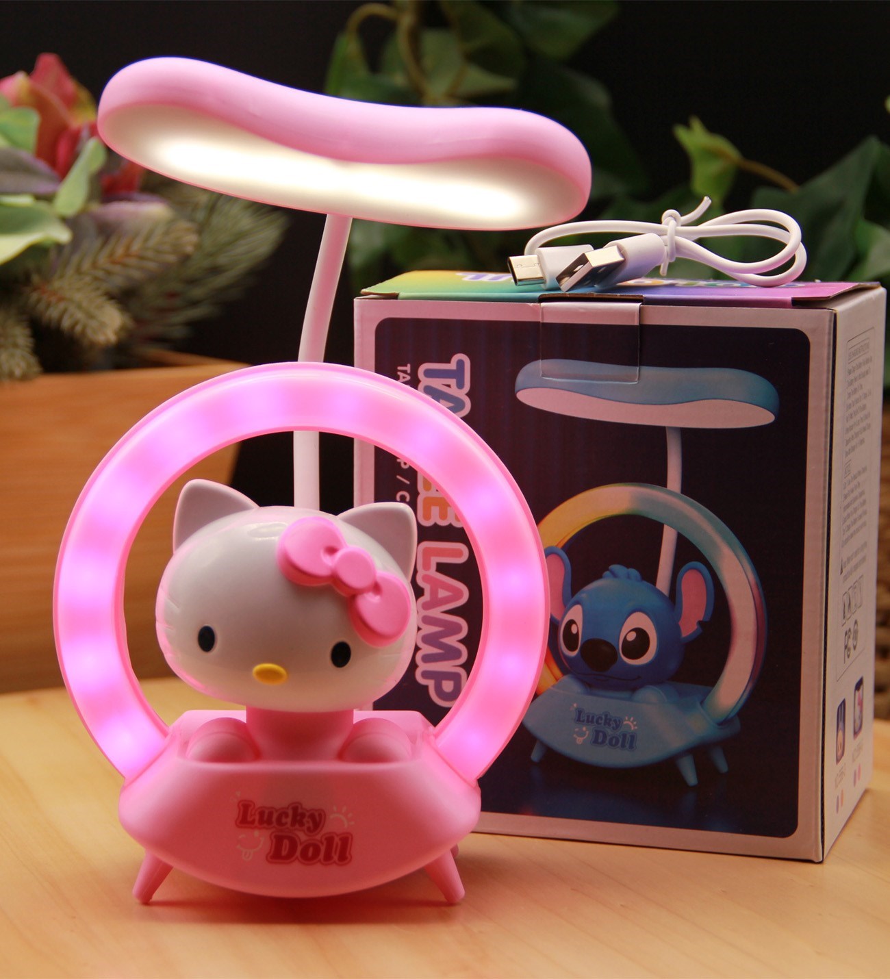 Pembe Hello Kitty Gece Lambası Şarjlı