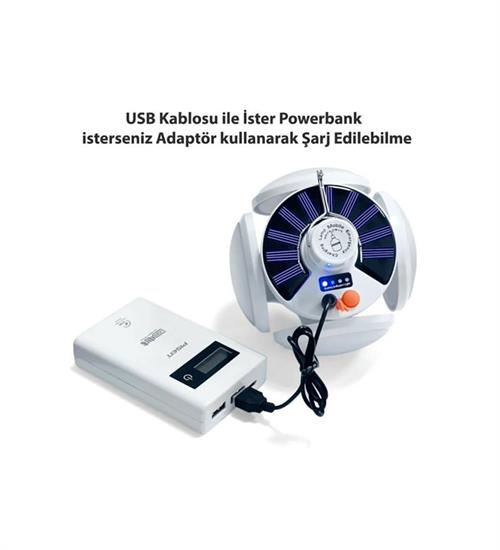 SOLAR GÜNEŞ ENERJİLİ VE USB SARJLI 5 KANATLI BAHÇE AYDINLATMA LED ASKILI PRATİK KAMP LAMBASI