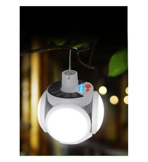 SOLAR GÜNEŞ ENERJİLİ VE USB SARJLI 5 KANATLI BAHÇE AYDINLATMA LED ASKILI PRATİK KAMP LAMBASI