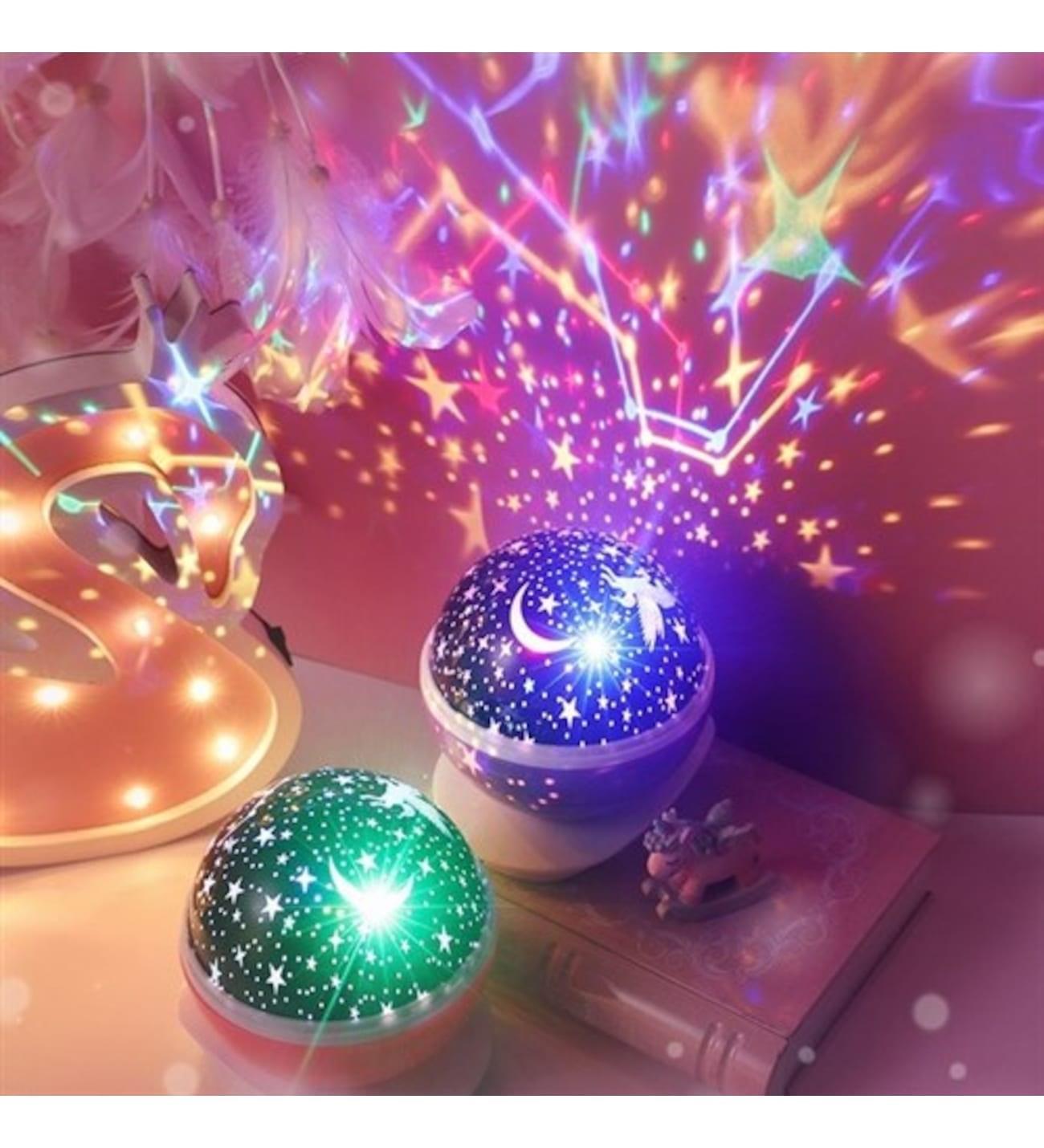 STAR MASTER Star Lightning Renkli Yıldızlı Gökyüzü Projeksiyon Gece Lambası - PEMBE