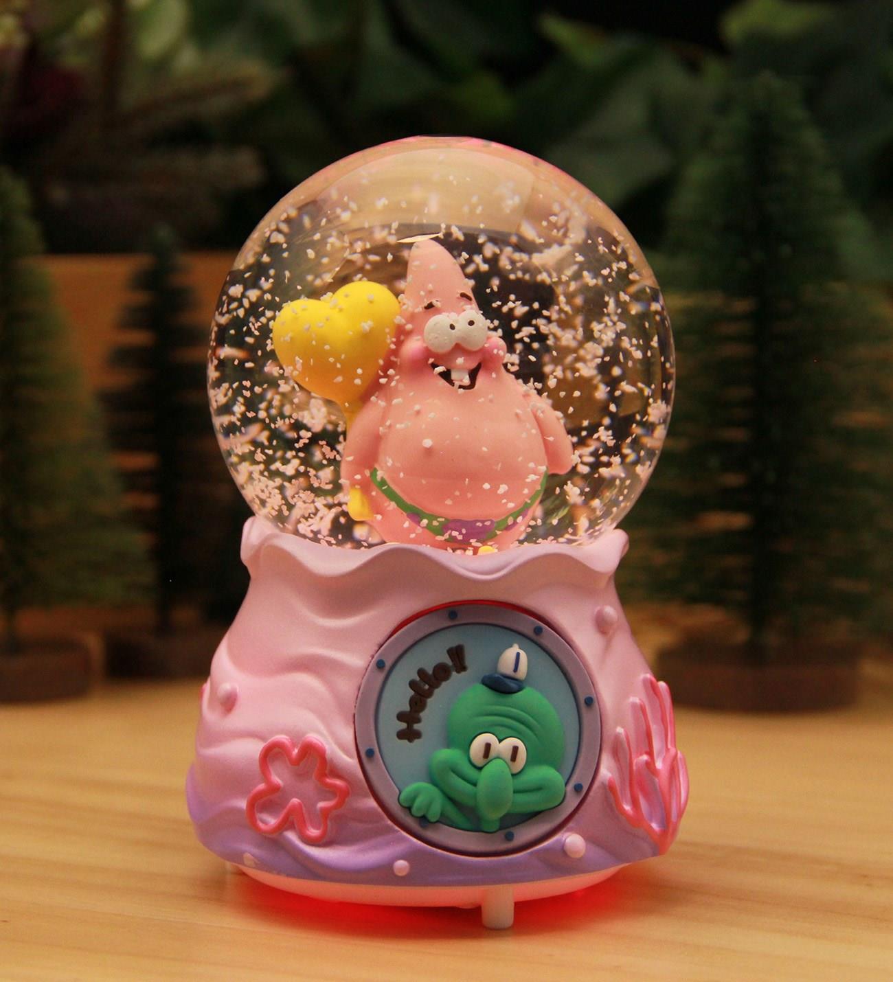 Sünger Bob Işıklı ve Müzikli Kar Küresi Büyük Boy - Pembe