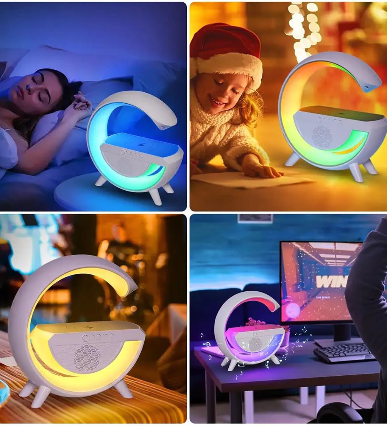 Telefon Şarjlı - Bluetooth Hoparlörlü ve Işıklı RGB LED Işıklı Lamba