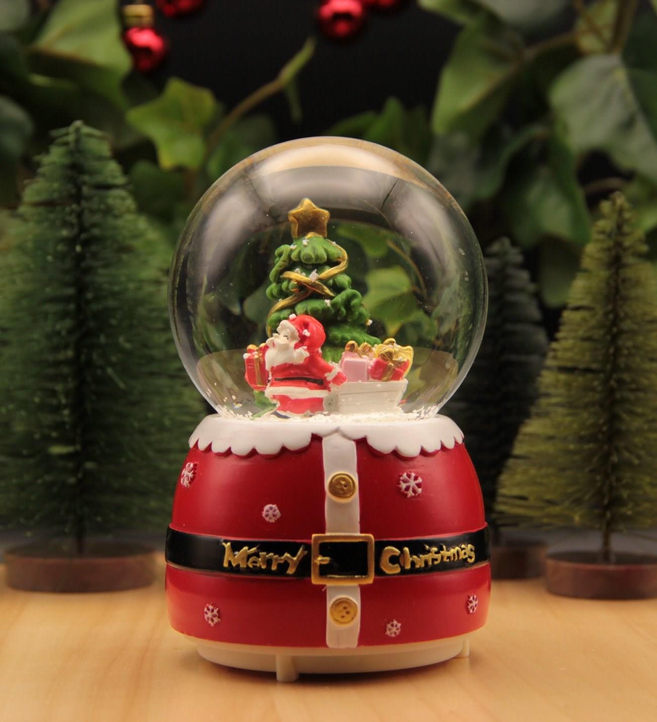 Yılbaşı Kar Küresi Noel Işıklı ve Müzikli Christmas Noel Baba ve Kardan Adam kurdela