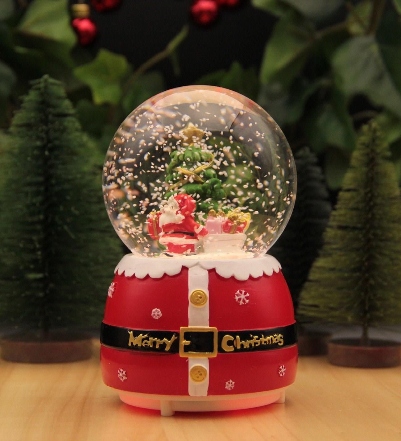 Yılbaşı Kar Küresi Noel Işıklı ve Müzikli Christmas Noel Baba ve Kardan Adam kurdela
