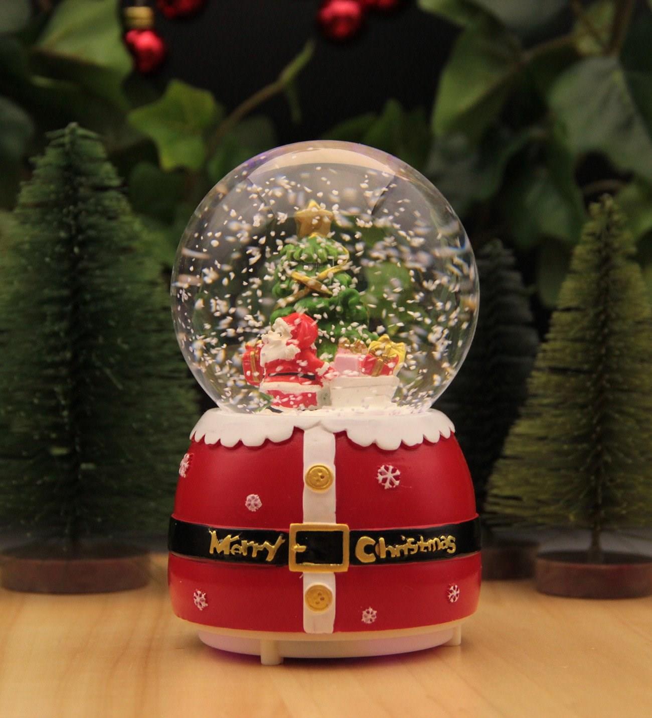 Yılbaşı Kar Küresi Noel Işıklı ve Müzikli Christmas Noel Baba ve Kardan Adam kurdela