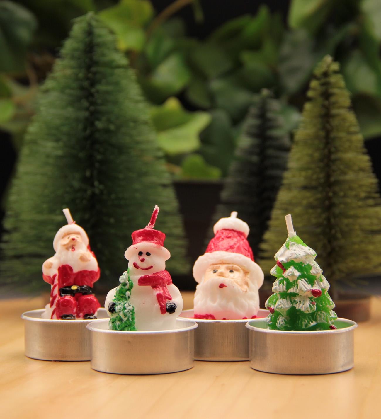 Yılbaşı Noel Evli 4'lü Mum Seti Merry Christmas