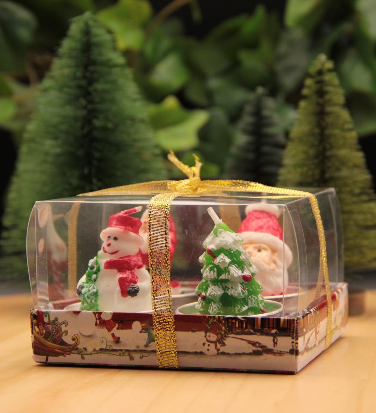 Yılbaşı Noel Evli 4'lü Mum Seti Merry Christmas