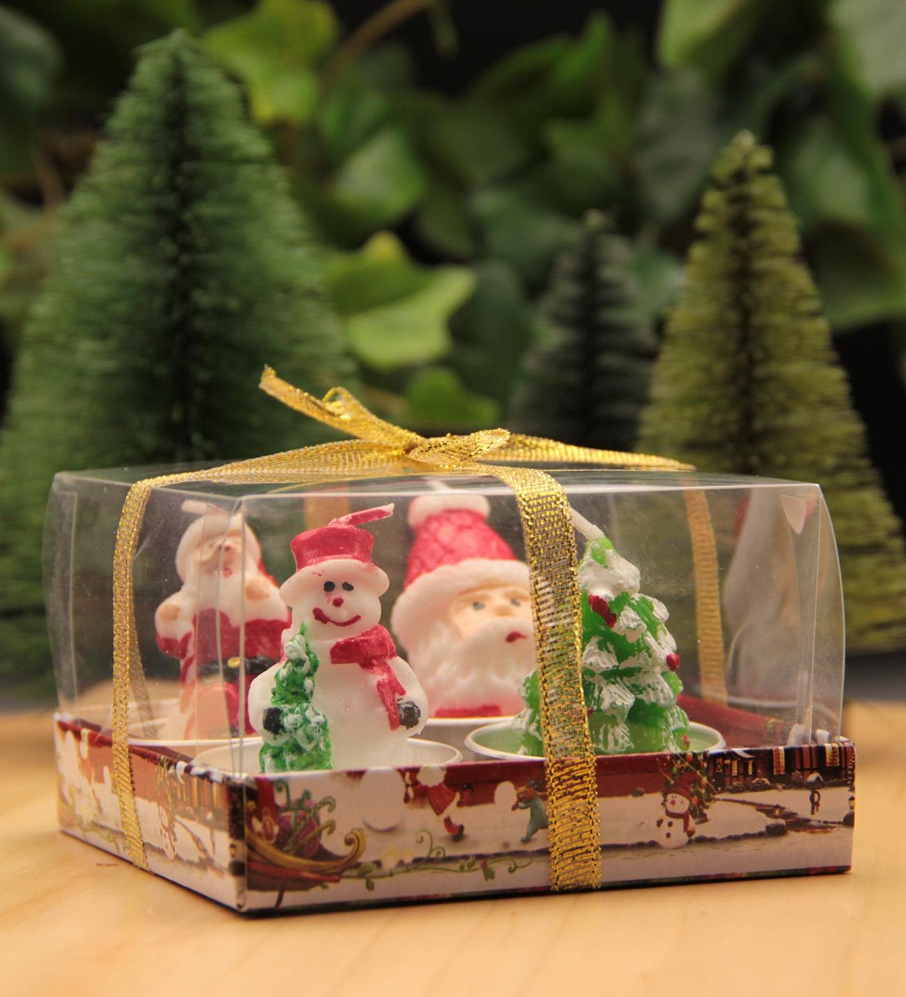 Yılbaşı Noel Evli 4'lü Mum Seti Merry Christmas