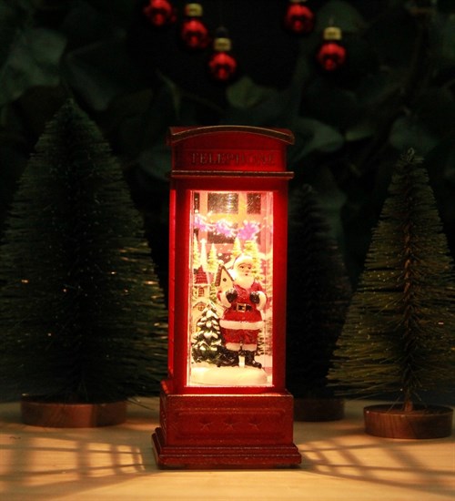 Yılbaşı Noel Işıklı Telefon Kulübesi Lamba Merry Christmas