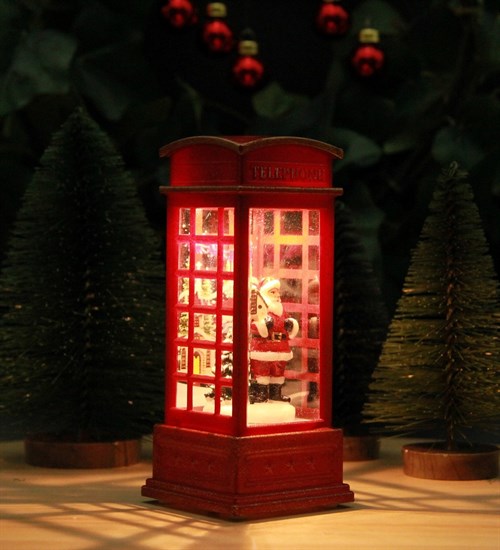 Yılbaşı Noel Işıklı Telefon Kulübesi Lamba Merry Christmas