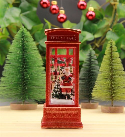 Yılbaşı Noel Işıklı Telefon Kulübesi Lamba Merry Christmas