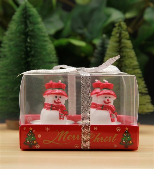 Yılbaşı Noel Kardan Adam 4'lü Mum Seti Merry Christmas