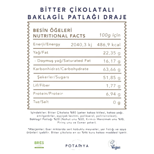 Bitter Çikolatalı Baklagil Patlağı