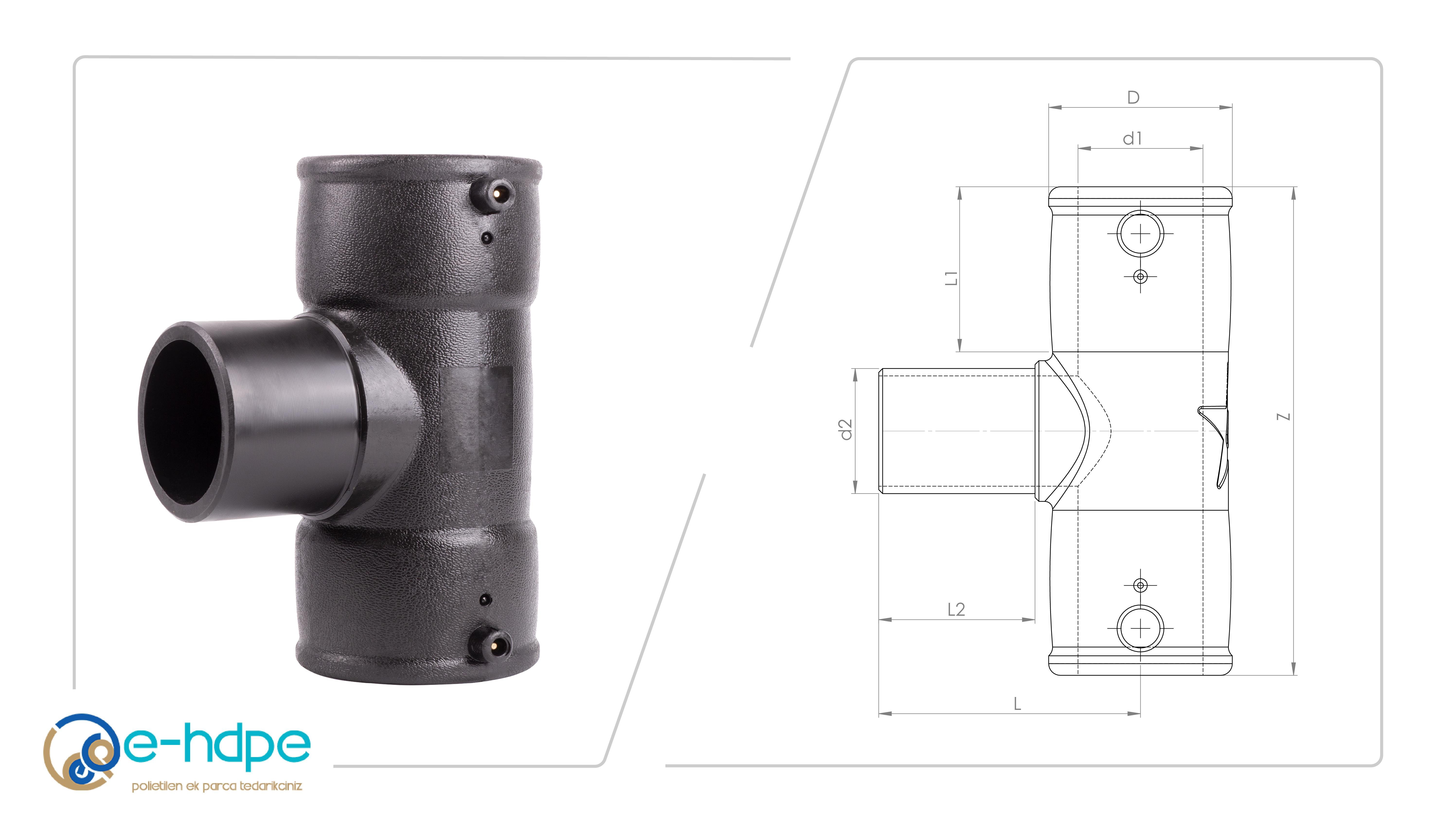HDPE EF Eşit TeElektrofüzyon Eşit Te Ø 90 mm