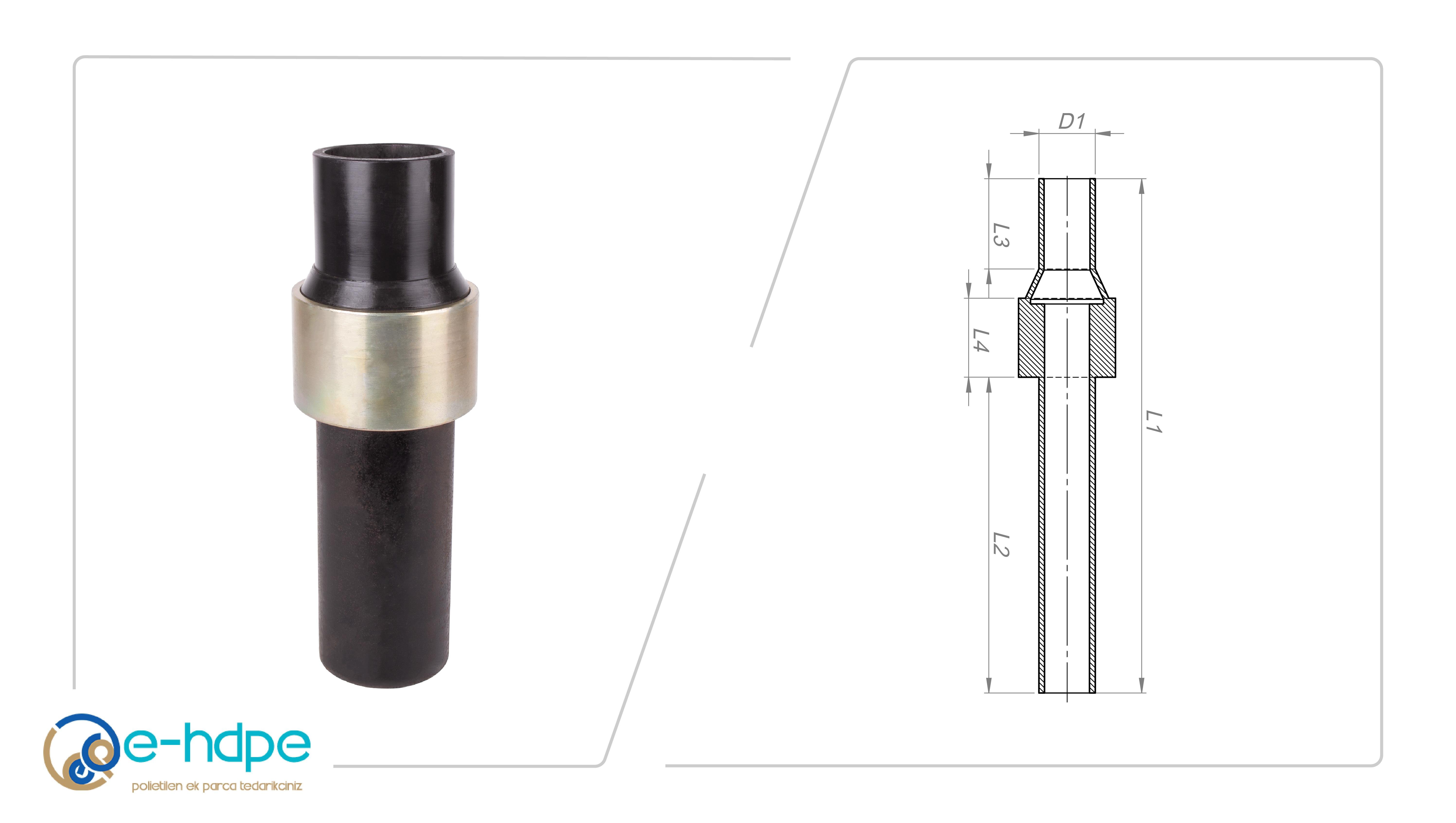 Kaynaklı Geçiş AdaptörüHDPE 100 ENJEKSİYON ÇELİK GEÇİŞ (KAYNAK AĞIZLI )  PN16
