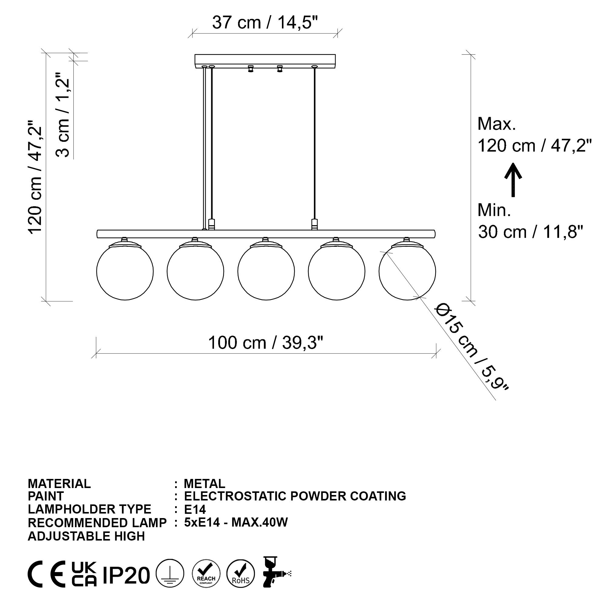DUAL-13764, CAMLI 5'Lİ AVİZE 